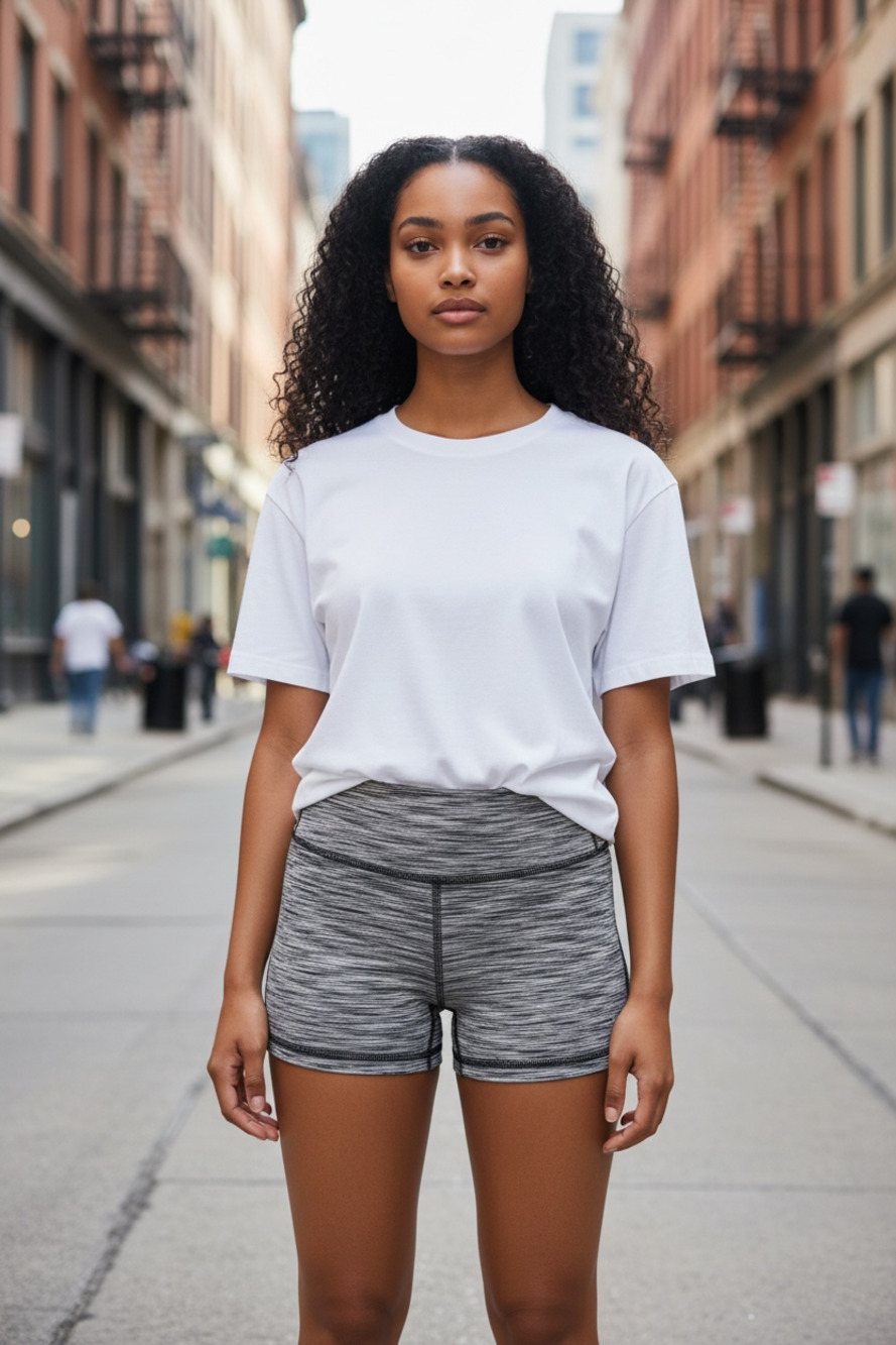 Xersion Mid-Rise Bike Shorts in Heathered Gray